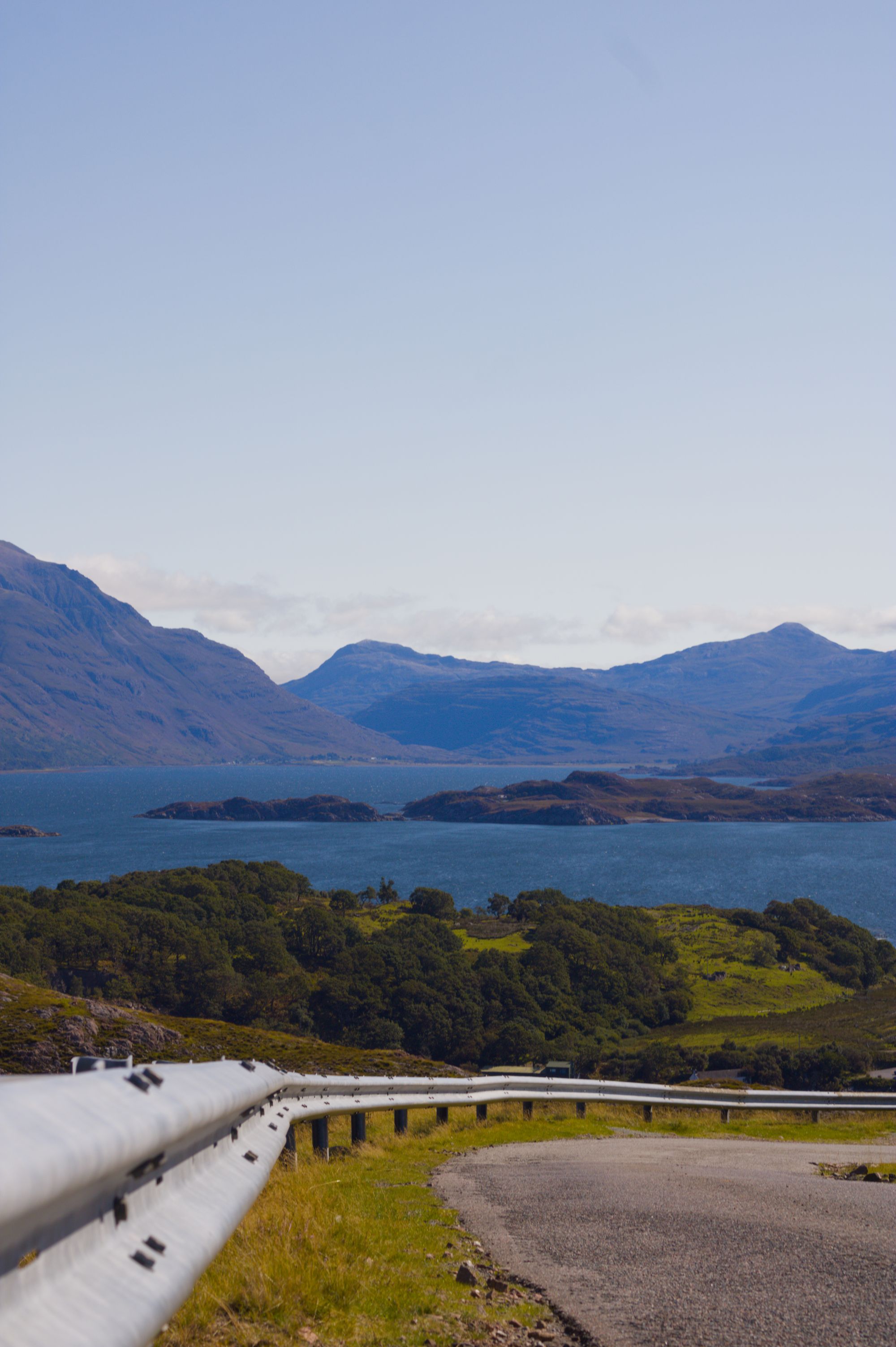 Rural winding roads passing through the Scottish Highlands